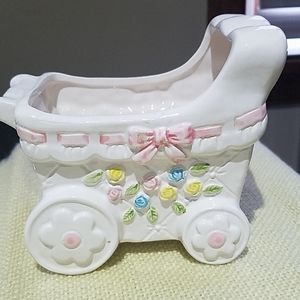 Vintage Baby Carriage flower arrangement pot
